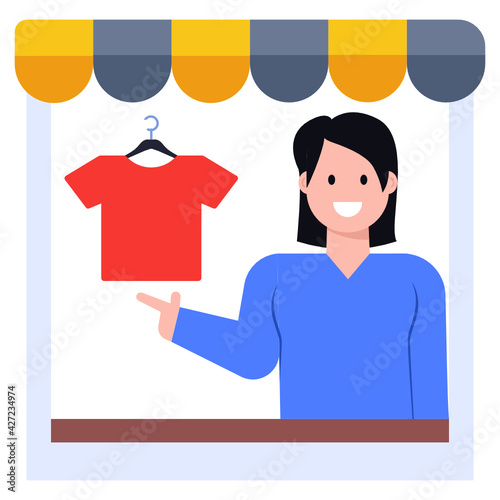 
A detailed flat icon of an online clothes buy

