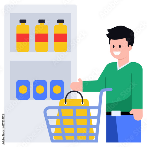 
A shopping man flat icon with premium download


