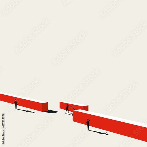 Business leader overcome challenge and obstacle vector concept. Symbol of success. Minimal illustration.