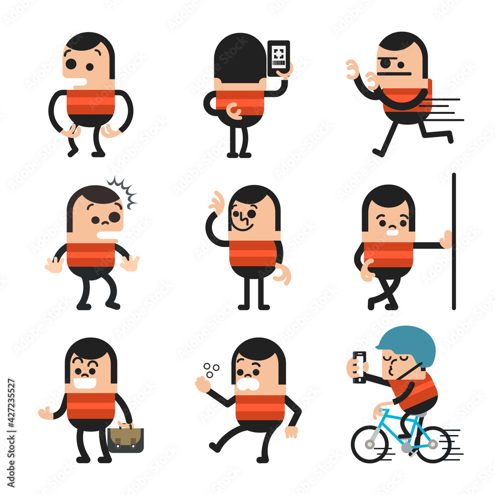 Set of human character poses, Happy business man characters poses, Vector illustrator Set of human character poses, Happy business man characters poses, Vector illustrator