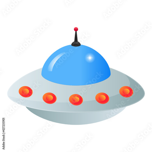 
Unidentified object in the space, flying saucer icon in flat design 

