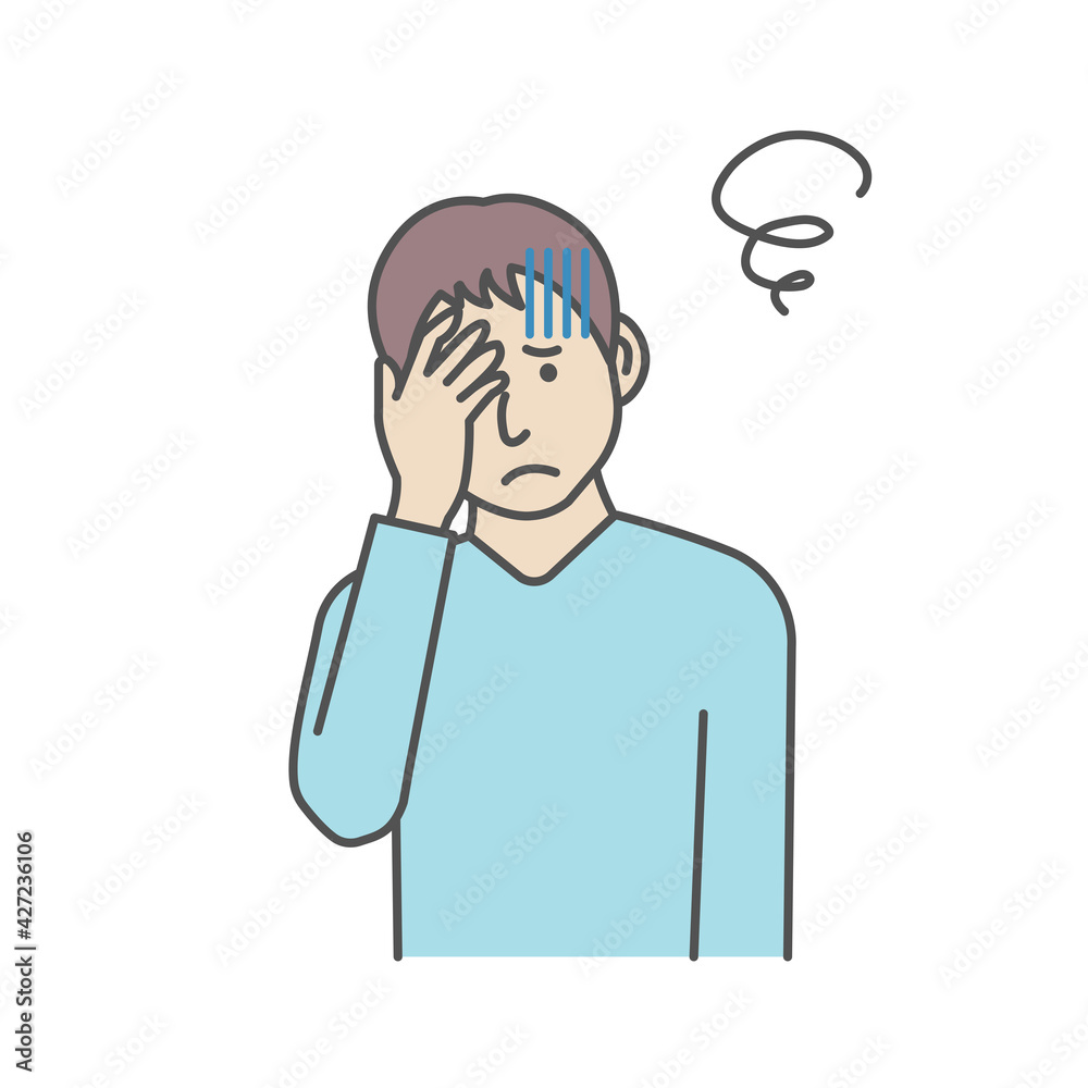 Vector illustration of a young man squeezing head ( oh my god, headache ) Vector illustration of a young man squeezing head ( oh my god, headache )