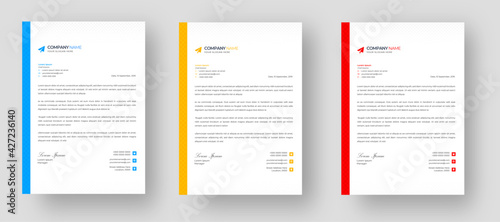 corporate modern letterhead design template set with yellow, blue and red color. creative modern business letter head design templates for your project. letterhead design. letter head design.
