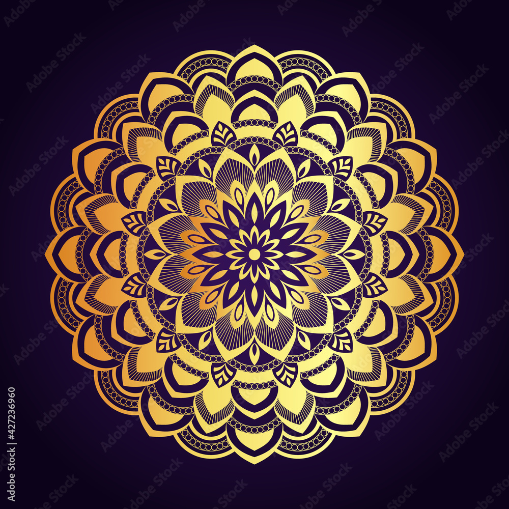 Gold Color Mandala Background Design Template Gold Color Mandala Background Design Template