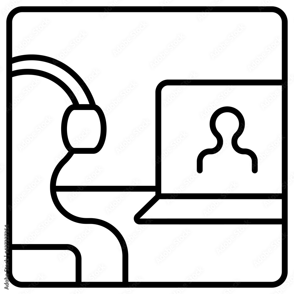 Online video conference on laptop vector icon isolated on a white background. Online video conference on laptop vector icon isolated on a white background.