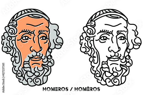 Portrait drawing of Homer living in antiquity