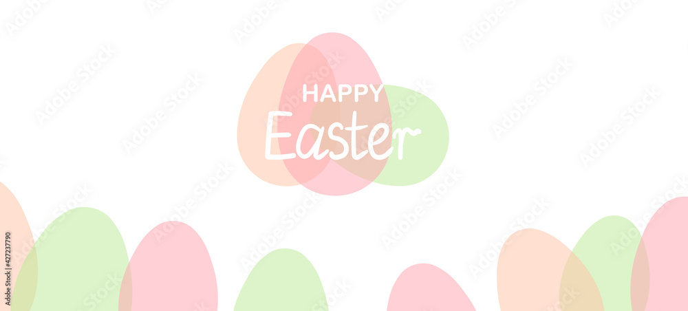 Easter background with eggs. Happy Easter banner. Template design for greeting card, postcard, header for website, wallpaper, poster. Holiday modern frame. Vector stock illustration