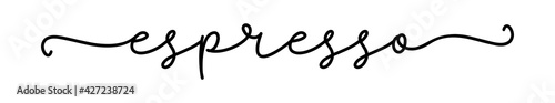 ESPRESSO COFFEE. Vector script text, words for the menu of a restaurant, bar, cafe. Handwritten inscription of the typographic text - espresso. Espresso coffee type.