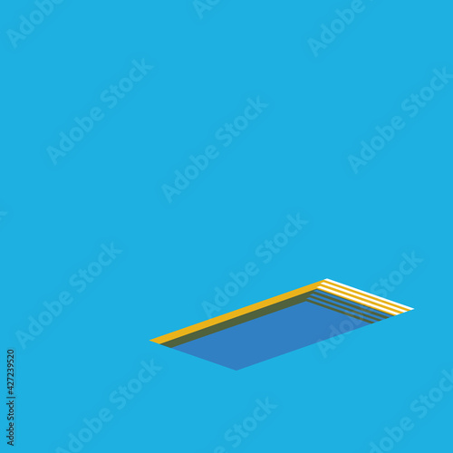 Minimal summer background vector. Symbol of swimming pool, vacation, travel.