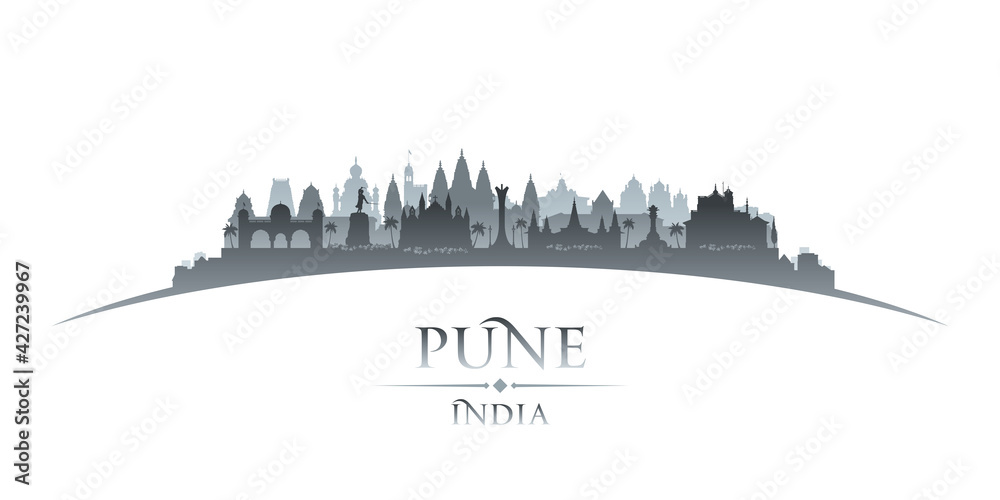 Pune India city silhouette white background