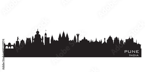 Pune India city skyline vector silhouette photo