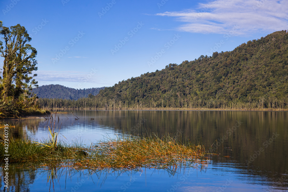 Scenic view of Lake Mahinapua in New Zealnad