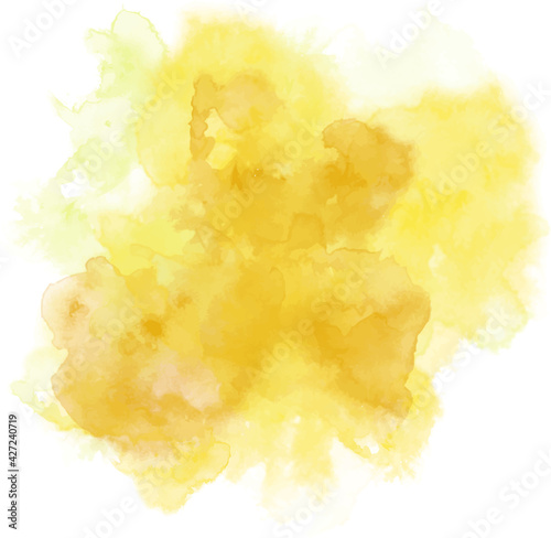 Yellow water color graphic brush strokes patches effect background.
