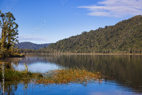 Scenic view of Lake Mahinapua in New Zealnad