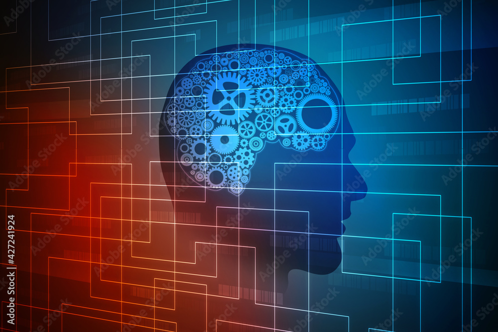 2d illustration digital Artificial mind concept 2d illustration digital Artificial mind concept