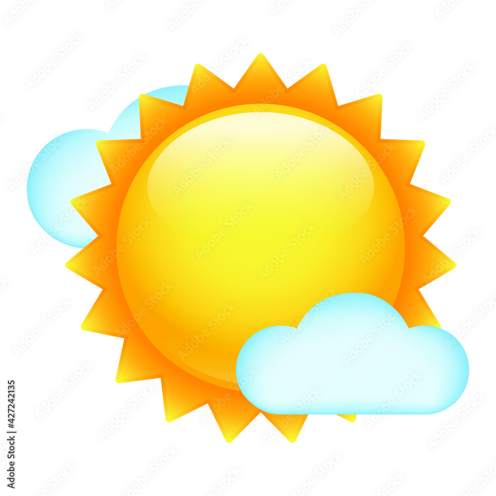 Weather Sun with Clouds Emoji Symbol. Summer Vacations Icon. Illustration Face Vector Design Art. Weather Sun with Clouds Emoji Symbol. Summer Vacations Icon. Illustration Face Vector Design Art.