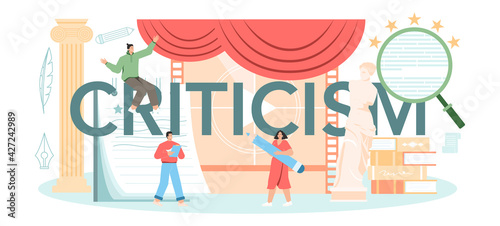 Criticism typographic header. Journalist making review and ranking piece