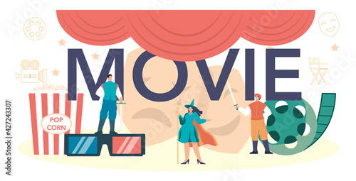 Movie director concept set. Film director leading a filming process