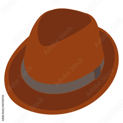 vector, isolated, mens brown hat