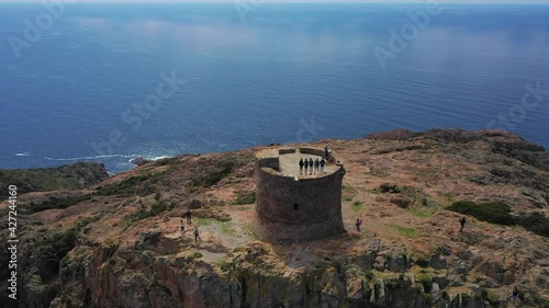 Vue aérienne du Capo Rosso (Capu Rossu) et de la Méditerranée en Corse photo