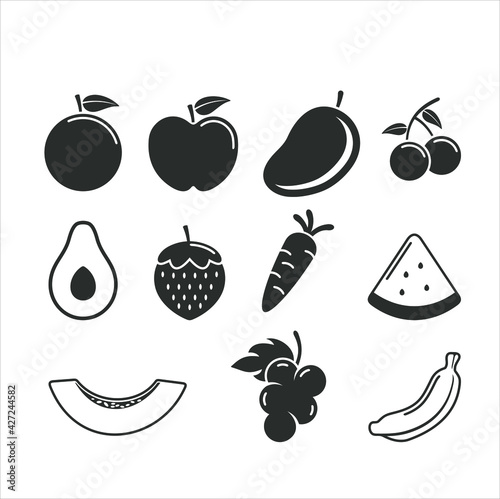 a collections of fruits icon, vector art.