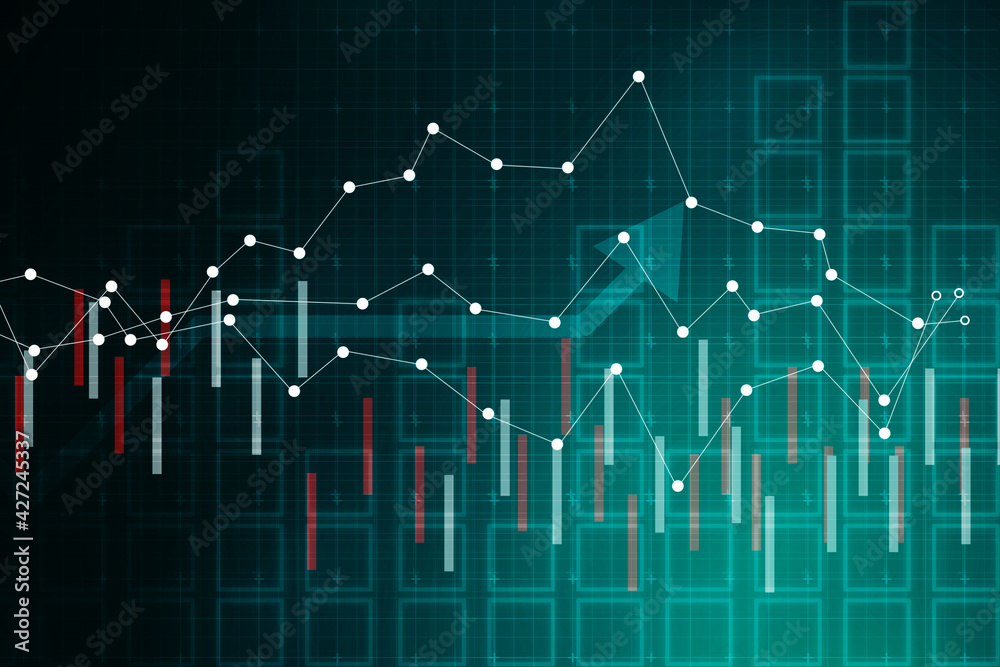 2d rendering Stock market online business concept. business Graph 2d rendering Stock market online business concept. business Graph