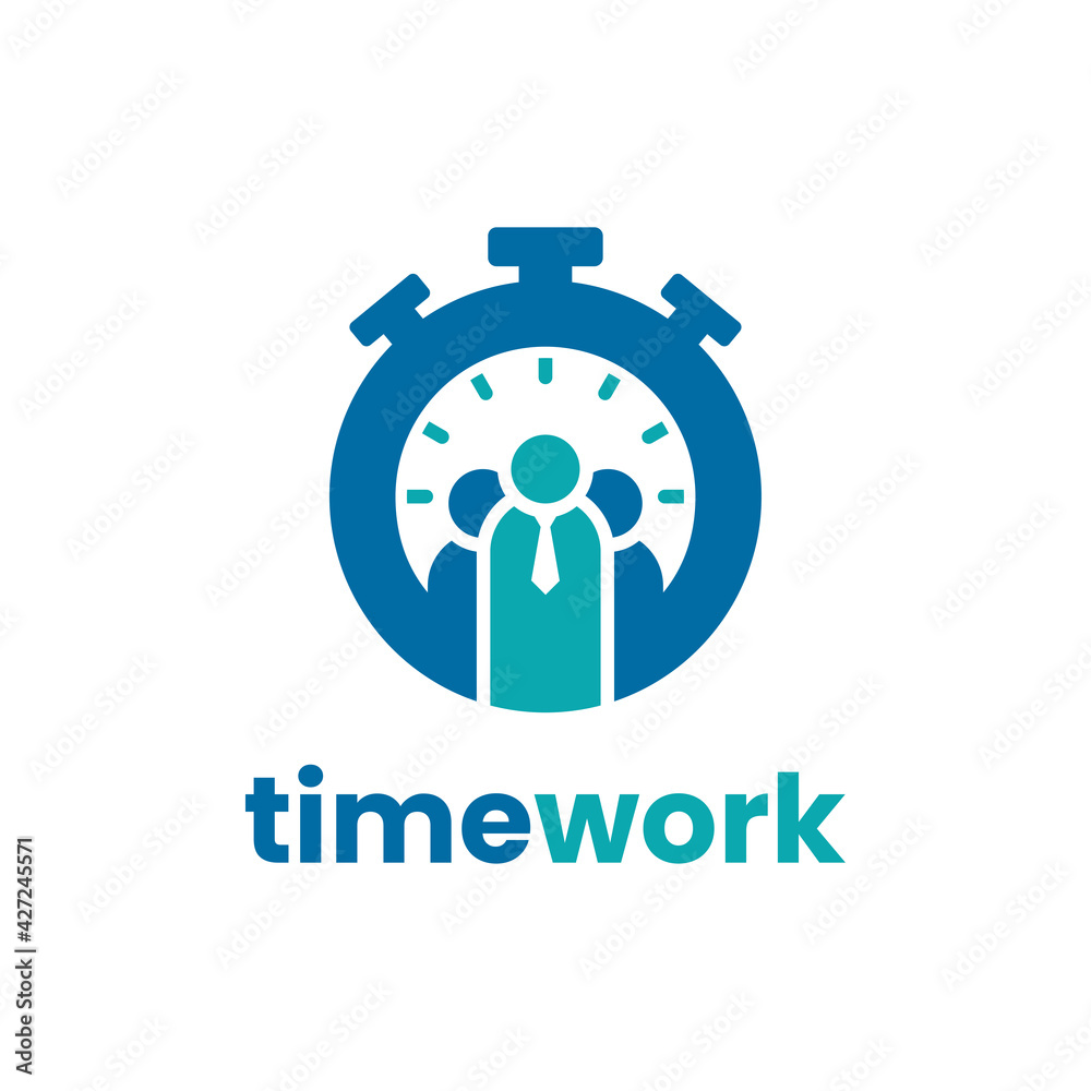 Time work logo design template. Success time management icon vector illustration. With concept of businessman and time shape combination. Time work logo design template. Success time management icon vector illustration. With concept of businessman and time shape combination.