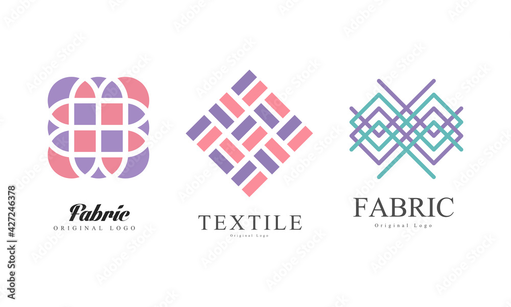 Textile Logo Design Set, Fabric Business Identity Labels, Fashion