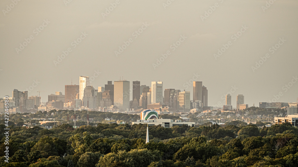 Fototapeta premium Boston city skyline at sunset