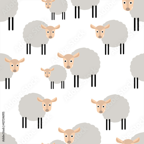 seamless pattern with cartoon goats.  flat style. Animals. Baby design for fabric  textile  print  wrapper.