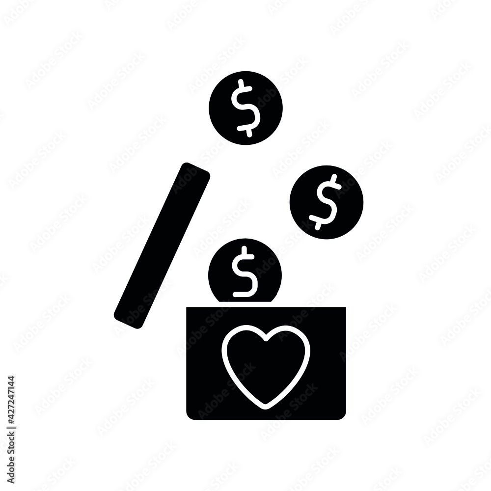 Donation of money glyph icon. Surgical medicine. Thin line customizable illustration. Contour symbol. Vector isolated outline drawing. Donation of money glyph icon. Surgical medicine. Thin line customizable illustration. Contour symbol. Vector isolated outline drawing.