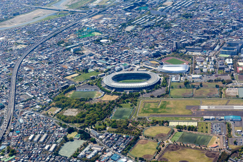 東京都調布市の東京スタジアム付近を空撮 photo