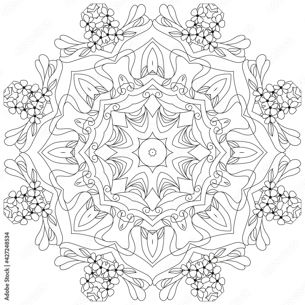 Fototapeta premium Hand drawn zentangle circular ornament for coloring page.