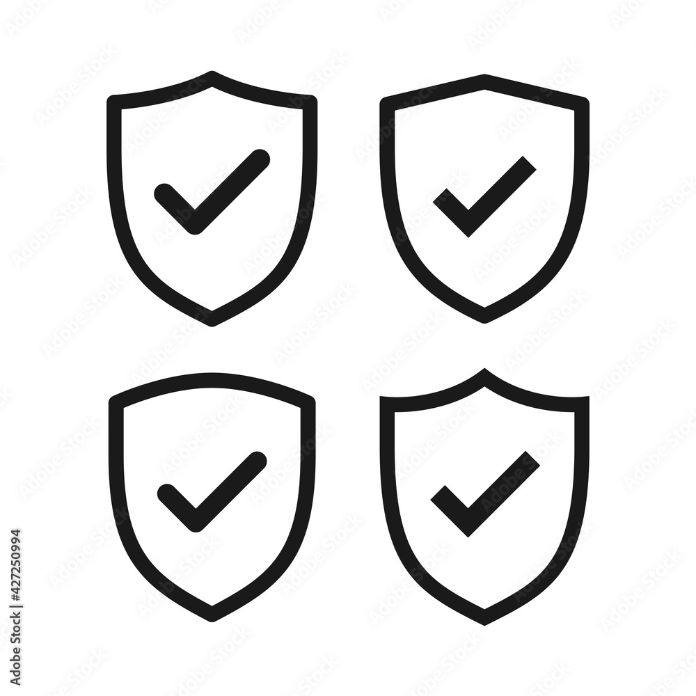 Shield Check Mark Vector Icons set. Shield symbol concept outline illustration vector. Shield Check Mark Vector Icons set. Shield symbol concept outline illustration vector.