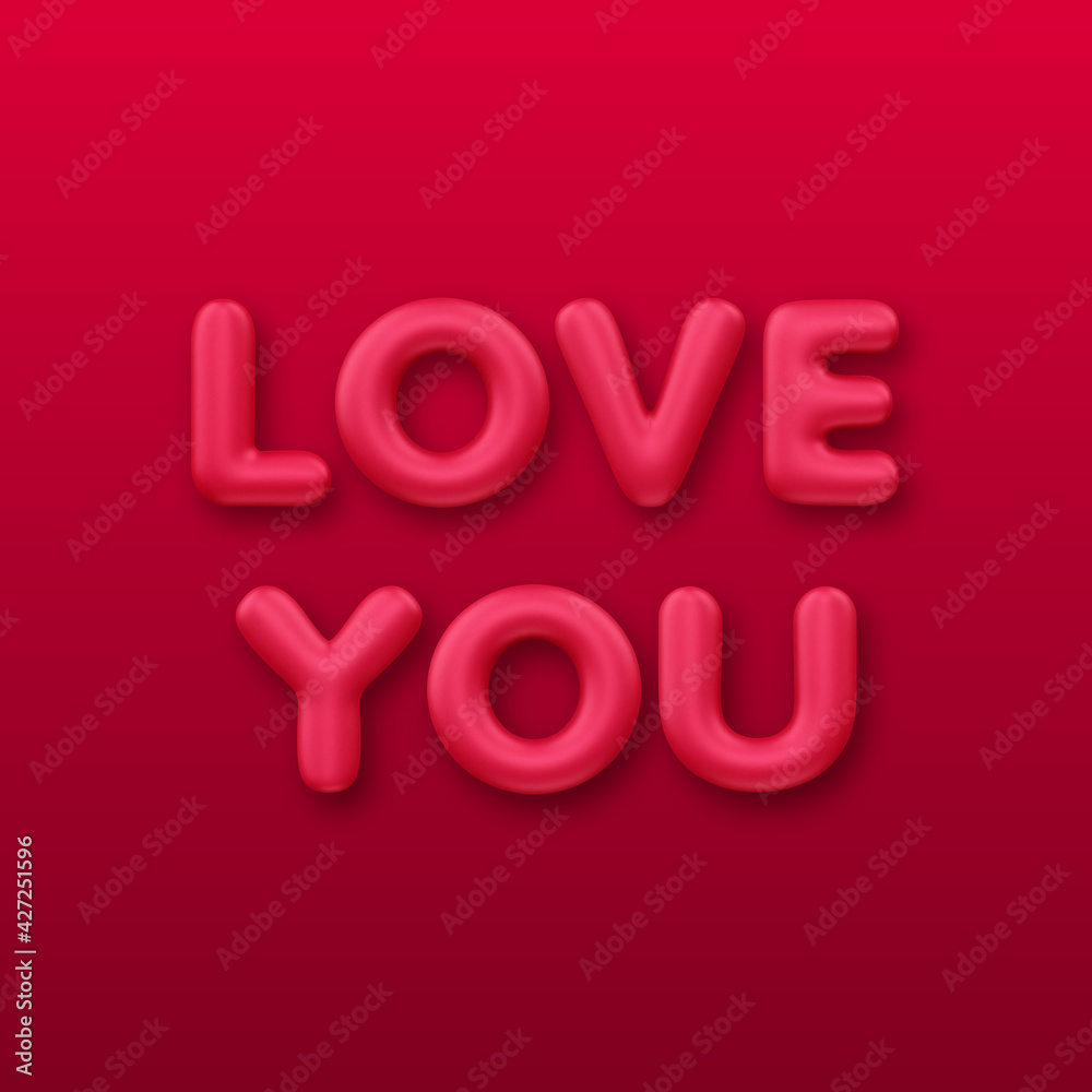 3d inscription on red background. Design element for Valentines Day greeting card 3d inscription on red background. Design element for Valentines Day greeting card
