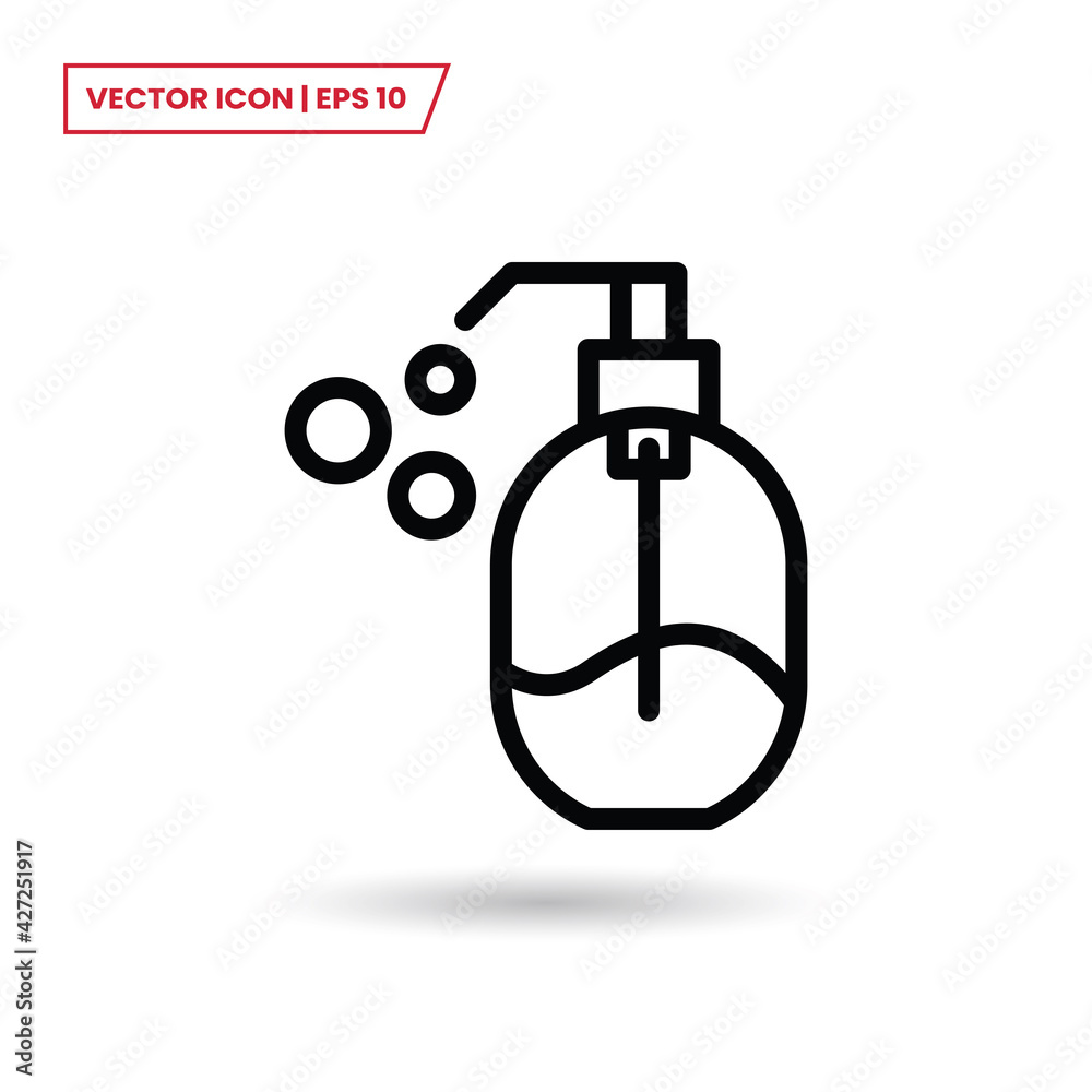 Liquid soap icon vector. Sanitizer sign Liquid soap icon vector. Sanitizer sign