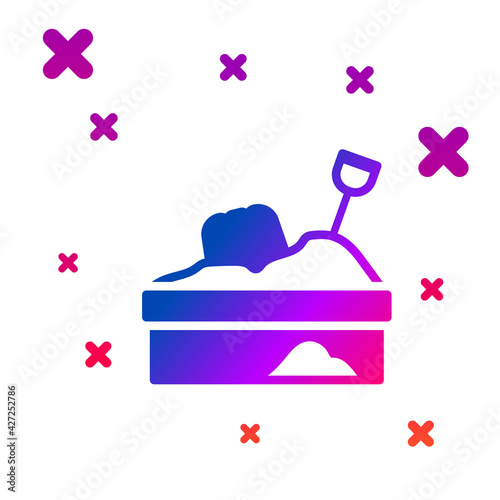 Color Sandbox with sand icon isolated on white background. Gradient random dynamic shapes. Vector