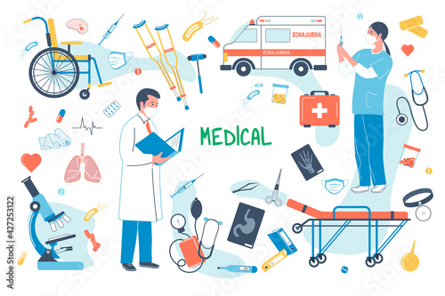 Medical concept isolated elements set