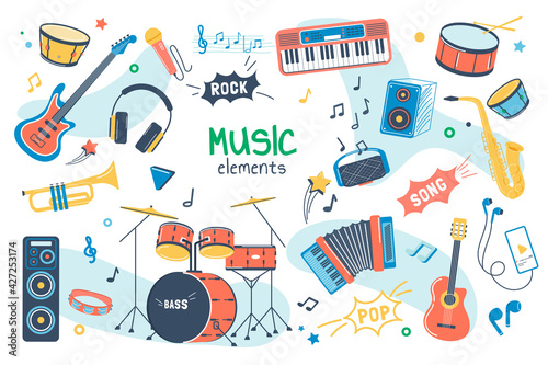 Music concept isolated elements set