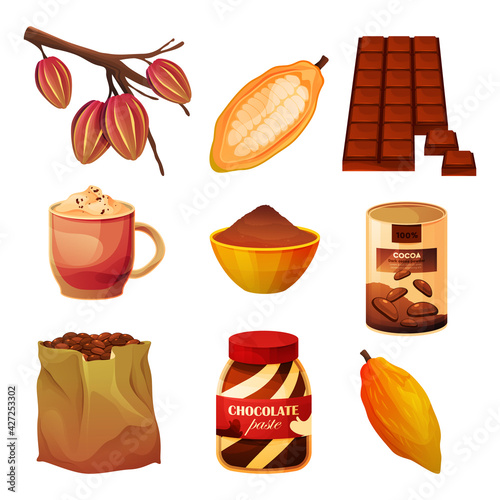 Cocoa food products, chocolate and cacao powder