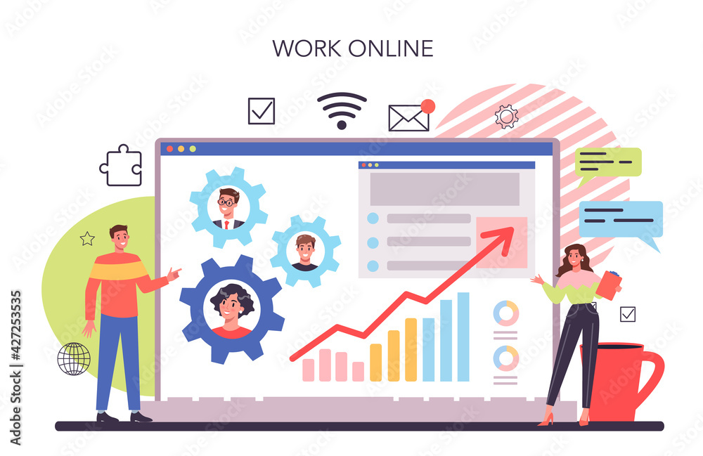 Business team online service or platform. Idea of strategy and achievement Business team online service or platform. Idea of strategy and achievement