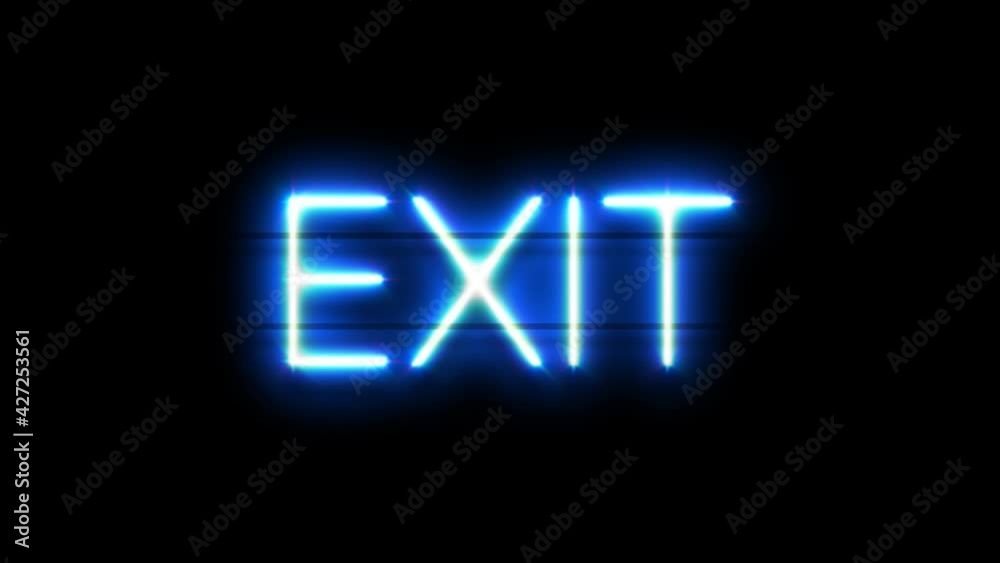 Exit neon sign appear on black background. Exit neon sign appear on black background.