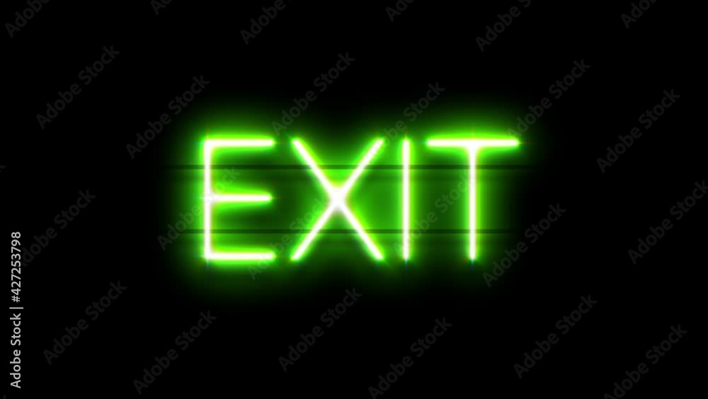 Exit neon sign appear on black background. Exit neon sign appear on black background.