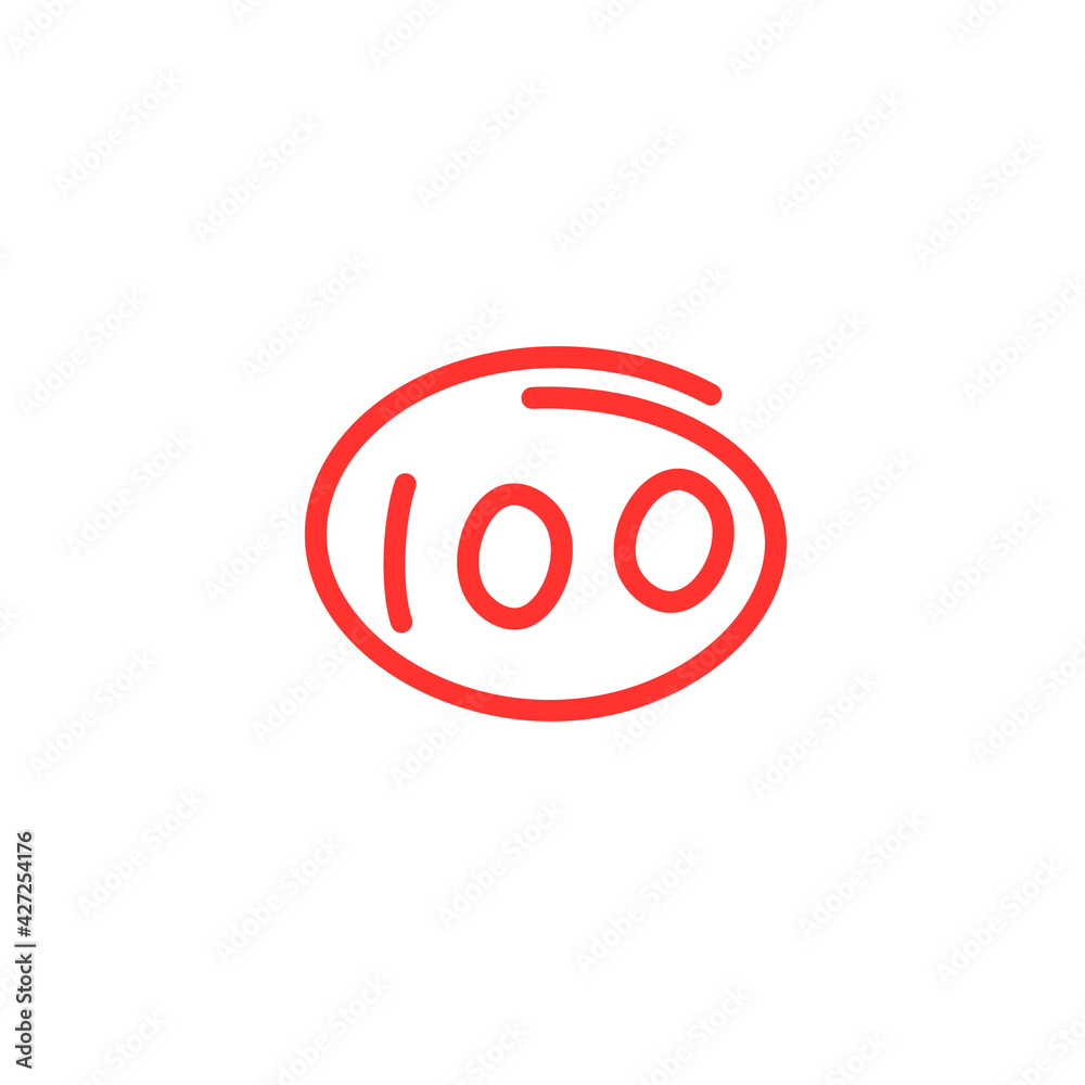 100 on test sign. Clipart image isolated on white background 100 on test sign. Clipart image isolated on white background