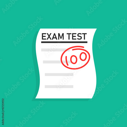 100 on exam test icon. Clipart image isolated on white background