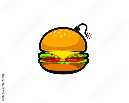 explosive burger boom logo template