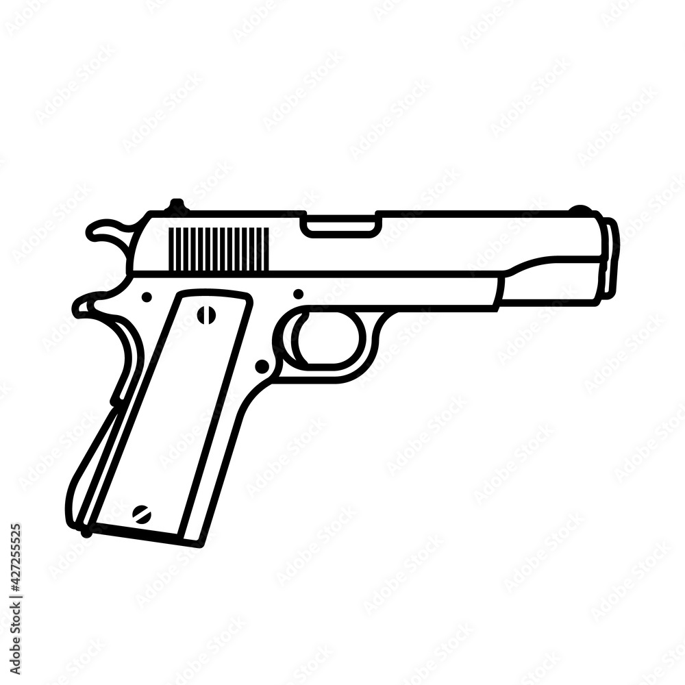45 gun line icon. Clipart image isolated on white background 45 gun line icon. Clipart image isolated on white background