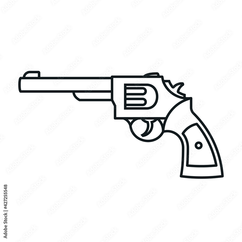 6 shooter gun line icon . Clipart image isolated on white background 6 shooter gun line icon . Clipart image isolated on white background