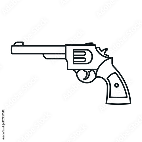 6 shooter gun line icon . Clipart image isolated on white background