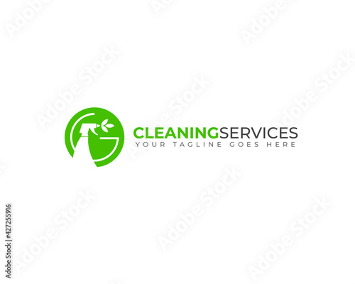 initial letter C G as broom brush trail performing natural ecology cleaning service  